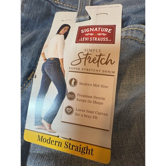 NWT Levi Strauss Women’s Simply Stretch Straight Leg Jeans Size 8 Blue Mid Rise - Picture 7 of 12
